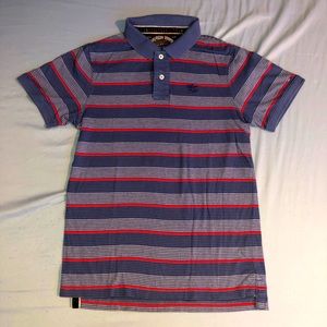 Vintage Medium Men’s Hilfiger Denim Red And Blue Striped Polo Shirt